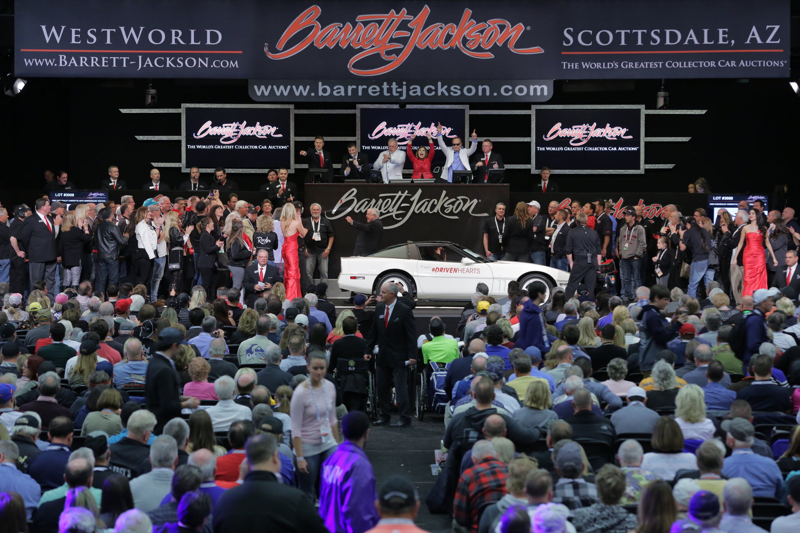Barrett-Jackson collector car auction block at WestWorld of Scottsdale