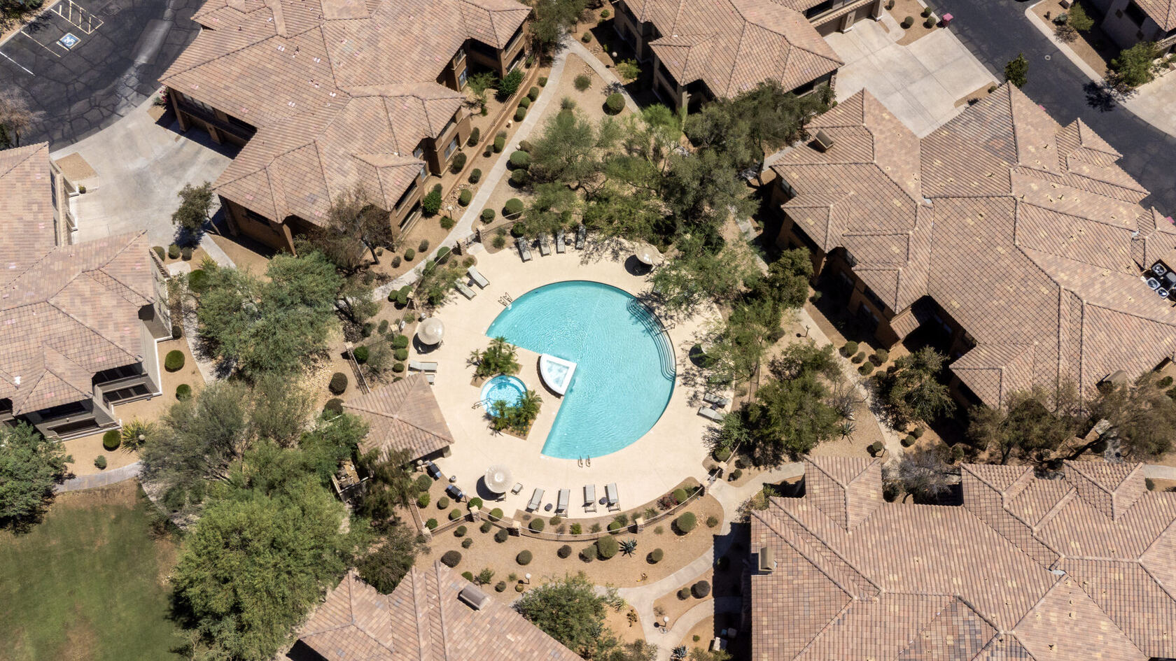 Aerial view of resort-style pool
