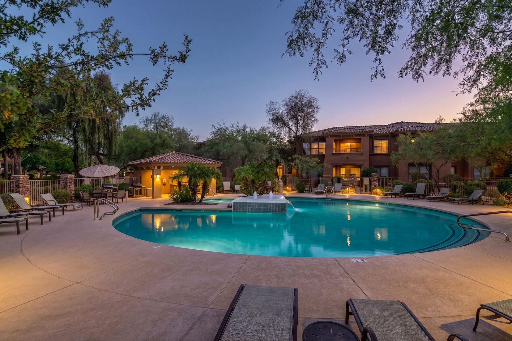 Village at Grayhawk community pool at dusk