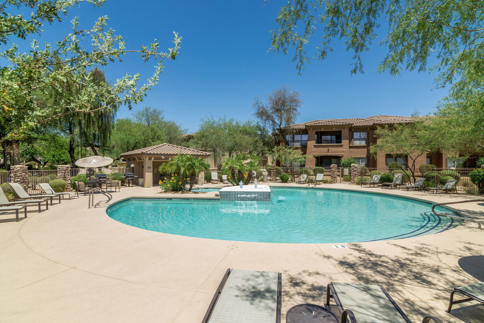 Second community pool with spa fountain